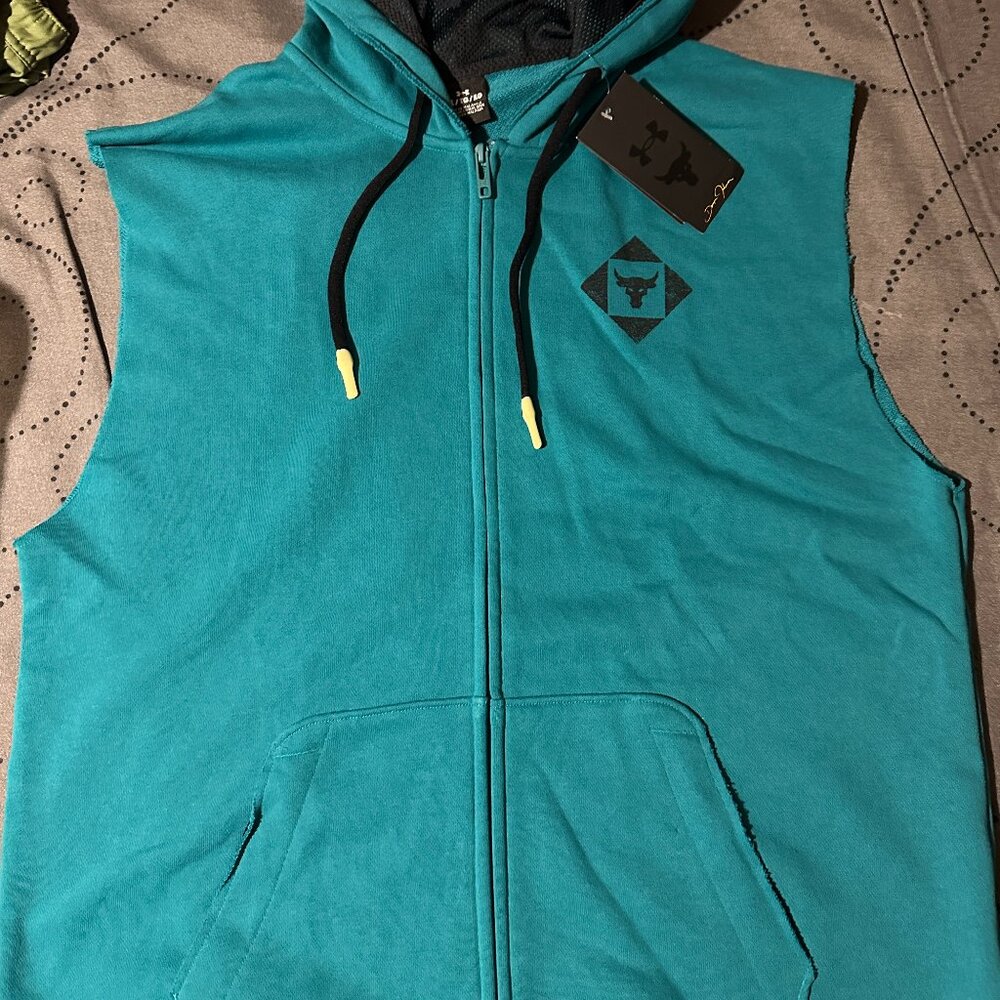 UNDER ARMOUR THE ROCK SLEEVELESS TRAINING GREEN HOODIE SIZE XL MEN $80.00